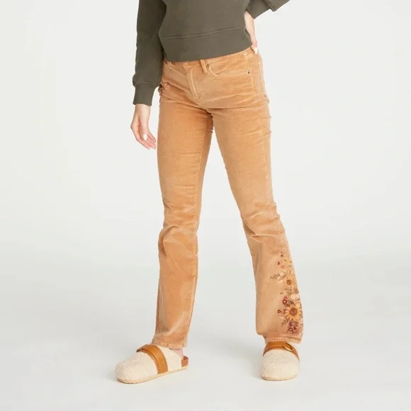 Driftwood Kelly Embroidered Bootcut Cord Pants in Falling Sunflower - Picture 5 of 10
